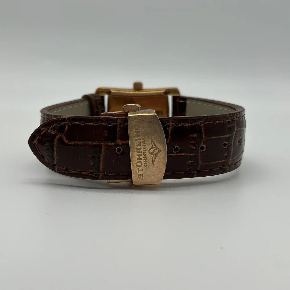 Stuhrling Original Womens Watch 24mm Silver Dial Brown Leather New Battery